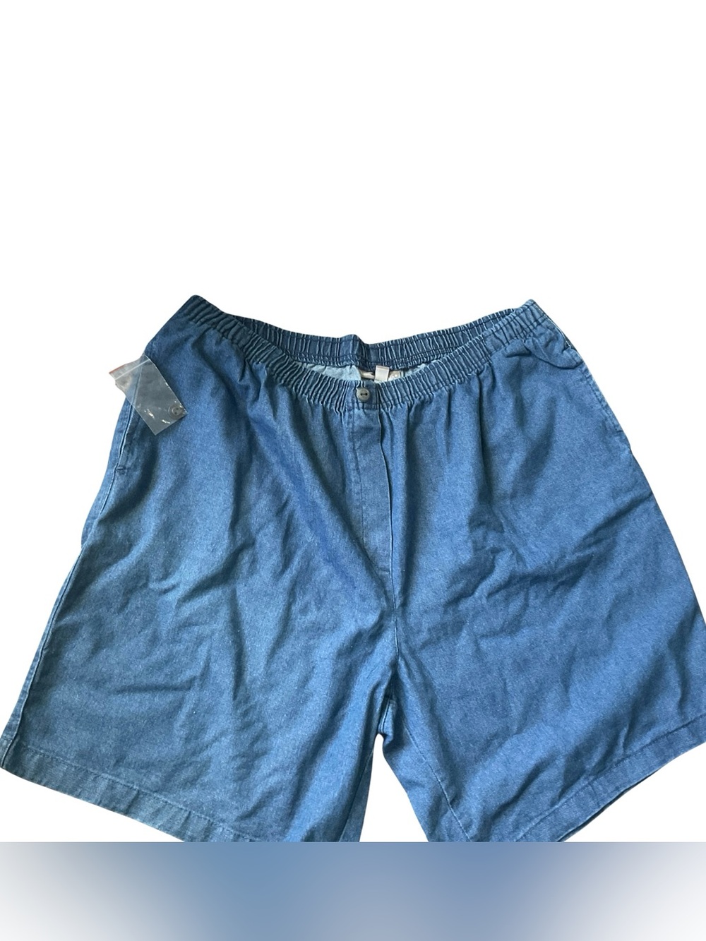 Woman Within Blue Denim-Look Elastic Waist Shorts
